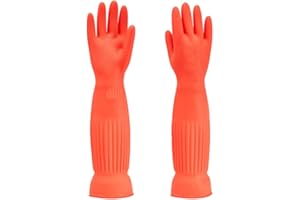 MIN-XL Guanto in gomma per lavastoviglie, impermeabile e resistente all'olio, adatto per la pulizia della cucina, lavaggio dei vestiti, pulizia della casa, lavaggio in lavastoviglie, lavaggio auto (Rosso L)