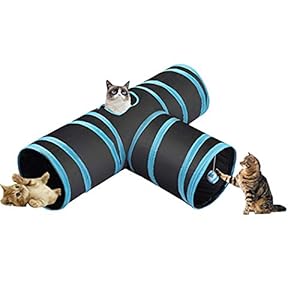 Ranvi Túnel de 3 vías para Gatos, túnel de Juguetes para Mascotas Plegable con Bola para Gato, Cachorro, Gatito, Gatito, Conejo (en Forma de t)