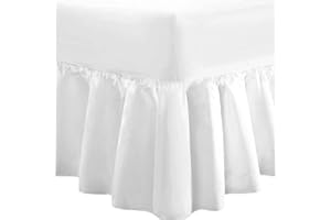 DTEX HOMES Frilled Valance Single Extra Deep Fitted Sheet 40cm Drop Soft Microfiber Stylish Breathable & Durable(White-Single)
