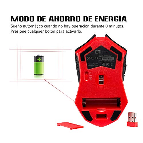 VICTSING Rat  n Gaming Inal  mbrico 2 4G USB con Clic Silencioso    Versi  n Actualizada     2400 dpi 5 Niveles con 7 Botones y Retroiluminado Respiraci  n  Dise  o de Ahorro de Energ  a para Windows Mac MacBook Linux