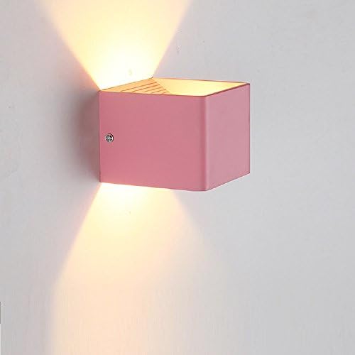 AWAMA Modern Wall Aisle Bedside Light Creative Hallway Children Colorful LED Square Wall Light Pink 7W Warm Light for Living Room Hallway Bedroom Babyroom Bathroom Corridor