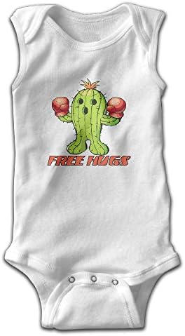 Hugs Cactus Toddler Onesies Sleeveless Bodysuits - White -