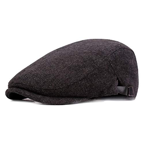 Winter Warm Cotton Flat Cap Gatsby Duckbill Hat Newsboy Ivy Irish Cabbie Scally Cap (Black)