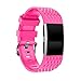 Produktbild WAOTIER für Fitbit Charge2 Armband Silikon Armband Metall Verschluss Atmungsaktiver Armband für Fitbit Charge 2 Armband mit Lingge Muster und Schutzfolie Wasserdichter Armband (Rosa)