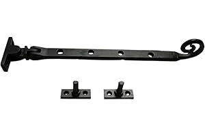 GAAK Window Casement Stay Swirl 300mm 12" Black Antique Cast Iron