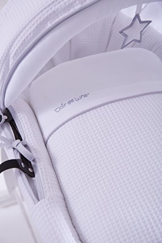 Clair de Lune Silver Lining Dark Wicker Basket  inc. bedding, mattress & adjustable hood (White)