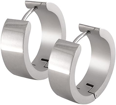 pair of SoulCats® Creoles made of stainless steel Earrings in  Silver shiny for woman and gentlemen, size: Ø 20mm / 7mm wide, color: silver