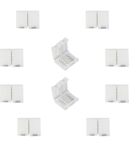 Lot De 20 Connecteurs Pour Bande LED RGB (10 L + 10 Droit) - 4 Broches, Pour Bande SMD5050 Largeur 10mm