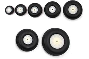 Sparkhobby Lot de 6 pneus en caoutchouc PU avec moyeu en plastique et nylon (diamètre 2,5 cm/3,2 cm/3,8 cm/4,4 cm/5,1 cm/5,7 cm/6,3 cm/7,6 cm) pour avion radiocommandé (6 pièces de 50 mm)