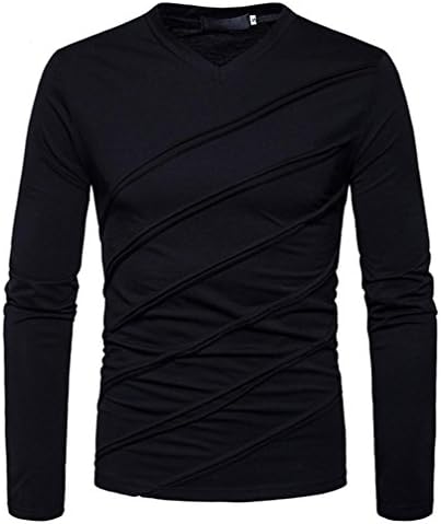 Bestoppen man clothes Bestop Men's Jumpers Black,Mens Autumn Winter Long Sleeve Solid Tops Gray V Neck T Shirts Casua Sweater Fold Ruched Cotton Blouse Shirt (Schwarz, M)