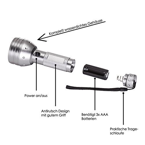 LED Taschenlampe Tactical Lampe für Trekking, Outdoor – ultra hell mit Power 52 LEDs - 5