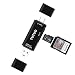 Produktbild TUTUO USB Kartenleser Speicherkartenleser SD/Micro SD (TF) 3 in 1 Universal USB C, USB-A und Micro USB OTG für MacBook Pro, Chromebook Pixel, Huawei P20, Samsung S10,OnePlus 6 und mehr (Schwarz)