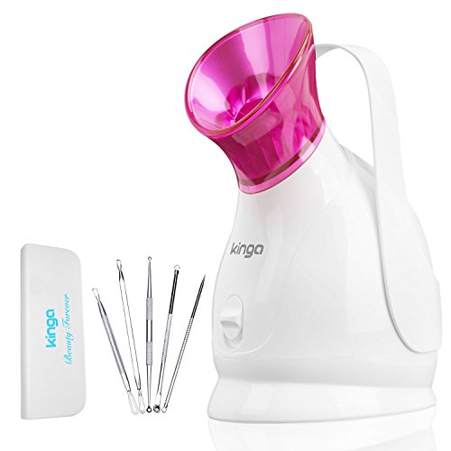 KINGA Nano iónico vaporizador facial para el hogar SPA Facial Skin Moisturizing Tool Hot Mist 10 min apertura Poros para limpieza profunda 5 piezas kit de cuidado de la piel incluido