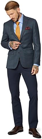 Moss 1851 Men's Blue Herringbone Windowpane Check Suit Jacket 50R