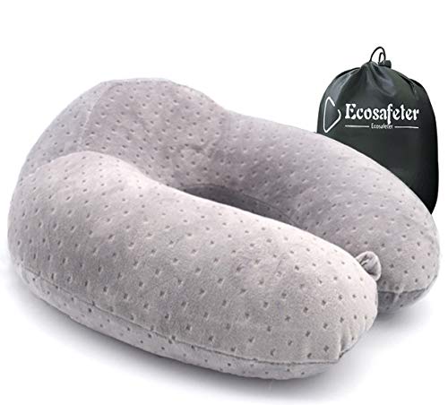 Ecosafeter Portable Travel Pillow - Neck Perfect Support Pillow,Luxury Compact & Lightweight Quick Pack for Camping,Sleeping Rest Cushion (Grey)
