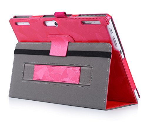 ISIN Tablet Fall Serie Premium PU-Leder Schutzhülle für Lenovo Tab 2 A10, Tab3 10 Plus und Tab3 10 Business 10.1 Zoll Tablet Velcro Handschlaufe und Umhängeband (Schwarz) - 4