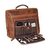 ECHTLEDER - Arbeitstasche aus natürlichem Büffelleder. Die Ledertasche im Vintage-Design eignet sich als Lehrertasche und Bürotasche. Kleine Ordner, A4 und A5 Dokumente finden Platz.