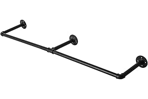 Dhouse Industrierohr Kleiderstange zur Wandmontage 120cm Kleiderständer für Die Wand Schwarz Abnehmbare Kleiderständer Bis 40 kg belastbar für Garderobe Flur Wohnzimmer Schlafzimmer