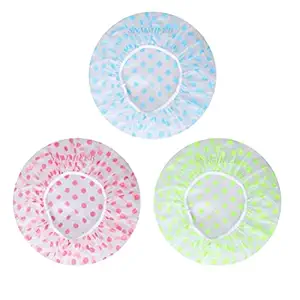 SNMMIFER 3 Pieces Waterproof Reusable Bathroom Shower Caps for Women (Multicolour)