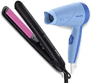 Philips HP8302 Essential Kerashine Selfie Straightener & HP8142 Hair Dryer Personal Care Appliance Combo (Hair Straightener, Hair Dryer)