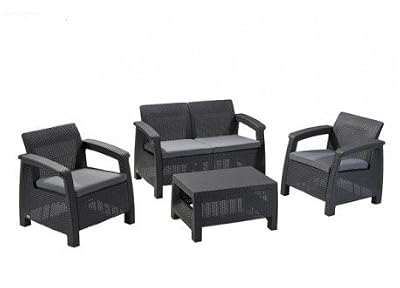 Lounge – Ensemble en rotin 4P. anthracite Lounge