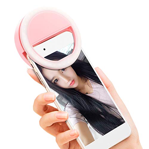 Preisvergleich Produktbild EFGS LED-Handy-Cliplicht, wiederaufladbarer Kameralichtring Nachtlicht für Kamerabeleuchtung für iPone Samsung Huawei,Pink