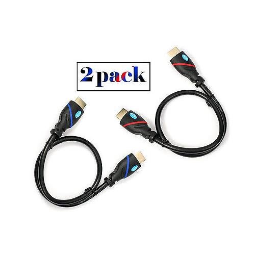 MutecPower Premium - High Speed HDMI Kabel mit Ethernet "2 Stück" (2m)- 1.4a / 2.0 kompatibel - Mit Zwei Klett-Kabelbinder (unterstützt Full HD 3D & Audio Return Channel)-2 meter -2 Stück
