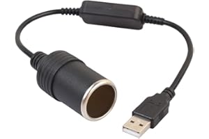 XUANYIJIE USB to Cigarette Lighter Adapter 5V USB to 12V Socket Female Converter Adapter Cord For Car Cigarette Lighters Driving Recorder DVR Dash Camera GPS