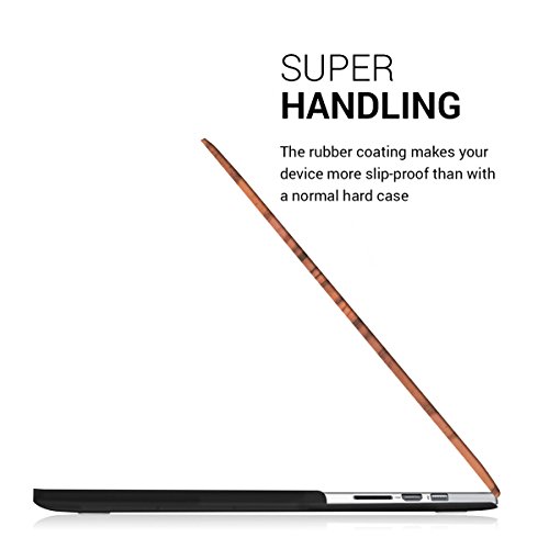 kwmobile Hardcase Laptop Hülle für Apple MacBook Pro Retina 15″ (ab Anfang 2013) – Holz Maserung Design Braun dünne gummierte Schutzhülle Cover Case Tasche - 3