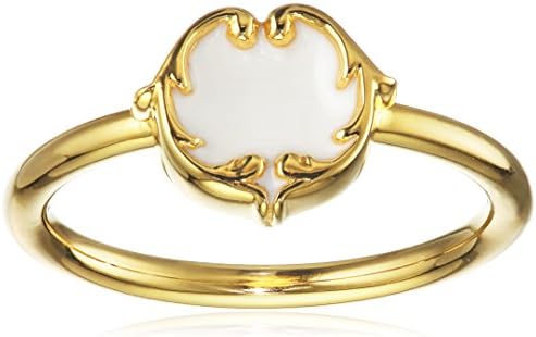 Rosie Sanders 18ct Gold Plated Porcelain White Enamel Renaissance Rebel I Scroll Stud Stacking Ring - Size N