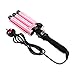Temperature Adjustable LCD Display 3 Barrels Ceramic Wave Curling Wand Iron 25mm with Water Wave Ripples Perm Styling