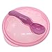HuaYang Toddler Baby Kids Feeding Non-slip Two-handed Sucker Bowl Spoon Set Tableware Pink