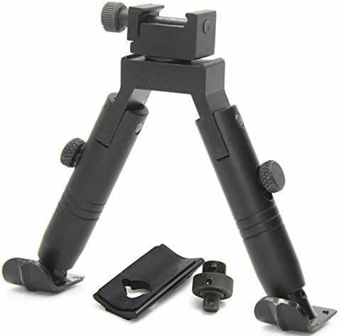 JINSE Tactical Bipod Picatinny Rail Swivel Foldable Steel Feet Height 5.1"