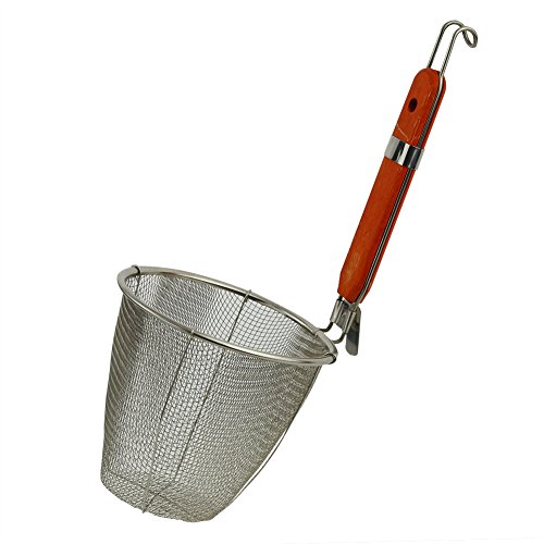 SODIAL(R)Holzgriff Edelstahl Kueche Ware Knoedel Nudeln Sieb Loeffel mit Stiel 5.3″ x 4.9″ - 2