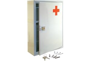 A2Z-DISCOUNTS Marksman Wall Mountable Metal Medical Cabinet In Glossy White Finish With Red Cross Insignia