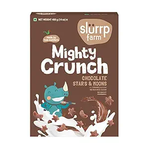 Slurrp Farm Millet Crunch Cereal ? No Maida, Wheat and Refined Sugar, Chocolate Stars and Moons, Healthy Millet Breakfast, 400 g