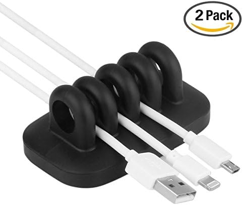 IIEasy Desktop Cable Management For Power Cords And Charging Accessory Electrical,Mouse Cord Holder (Black)-2 Pack DXG401