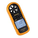 Amgaze Digital Anemometer LCD Wind Speed Gauge Handheld Air Flow Velocity Measurement Thermometer Device for RC Drones Helicopter Windsurfing Kite Flying Sailing Surfing Fishing (Battery Included)