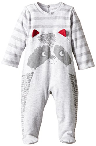 3 Pommes Baby-Boys Rock & Co Striped Footies, Light Grey China, 12-18 Months (Manufacturer Size:18 Months)