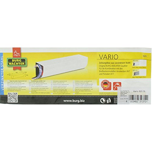 BURG-WÄCHTER, Zeitungsbox, Beidseitig verwendbar, Metall,Vario 820 W, Weiß - 5