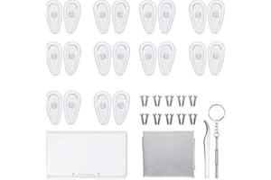 BODIIWULIU Cuscinetti Nasali per Occhiali(10 Paia), Kit di Riparazione Occhiali, Antiscivolo Naselli Per Occhiali Silicone, Morbido con Viti Cacciavite Pinzette Panno per Pulizia