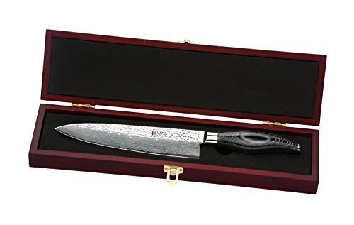 Wakoli Damastmesser (Chefmesser) japanischer Damaststahl VG-10, mit Holzverpackung, Wakoli Takko Serie