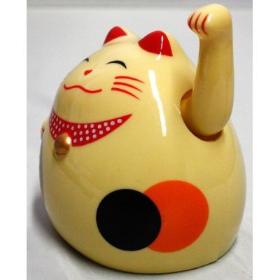 Süße Winkekatze Glückskatze Glücksbringer New Style 11 cm Farbe caramel - 2