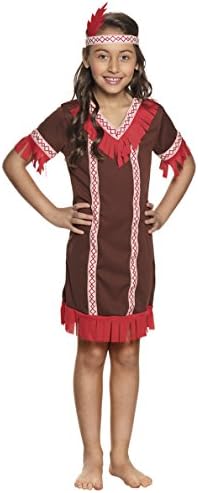 Halloweenia – Indian Dress Costume Fringe Hairband with Feathers, Age 5-6 Years 152 – Ages 4 – 12 – Multi