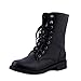Produktbild Stiefel Damen, LANSKIRT Damen Schnürstiefeletten Stiefeletten Worker Boots Übergrößen Black Combat Boots Lace Up Flat Biker Militärarmee Combat Black Boots Schuhe