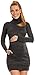 Happy Mama Women's Maternity Stretchy Knitted Tunic Mini Dress Roll Neck. 178p (Graphite, UK 8/10)