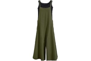 GUOCU Salopette in Lino Senza Maniche da Donna Vintage Tute in Lino Baggy Pantaloni a Gambe Grandi Estate Pagliaccetti Elegante Ragazza Overall Jumpsuit Casual Pantaloni Larghi Incinti Taglie Forti