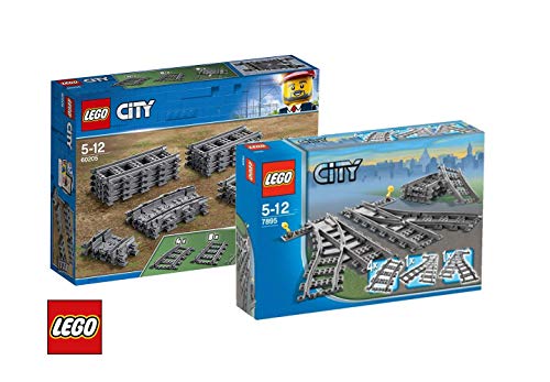 Preisvergleich Produktbild City Lego 7895 Weichen + 60205 Schienen, Kinderspielzeug Zugspielzeug
