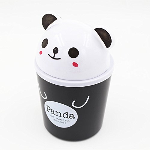 TRIXES niedlicher Panda Mini Schreibtisch Papierkorb Tischmülleimer mit Schwingdeckel