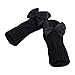 Produktbild POIUDE Damen Winter Halb Handschuhe Wärmer Strick Kurzer Gestrickte Fingerlose Armstulpen Fäustlinge(Schwarz, 21.5cmx8.5cm)